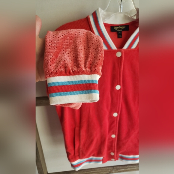 Juicy Couture Velour Track Jacket Black Label Size XS Red Y2K - Picture 6 of 9